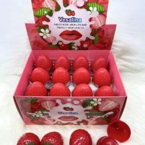 Vesalina strawberry-shaped lip balms.
